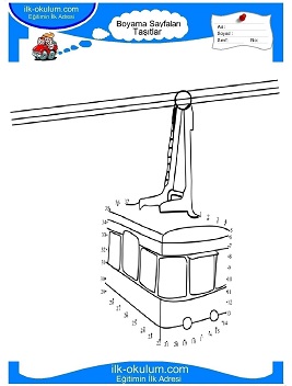 Çocuklar İçin Teleferik Boyama Sayfaları 